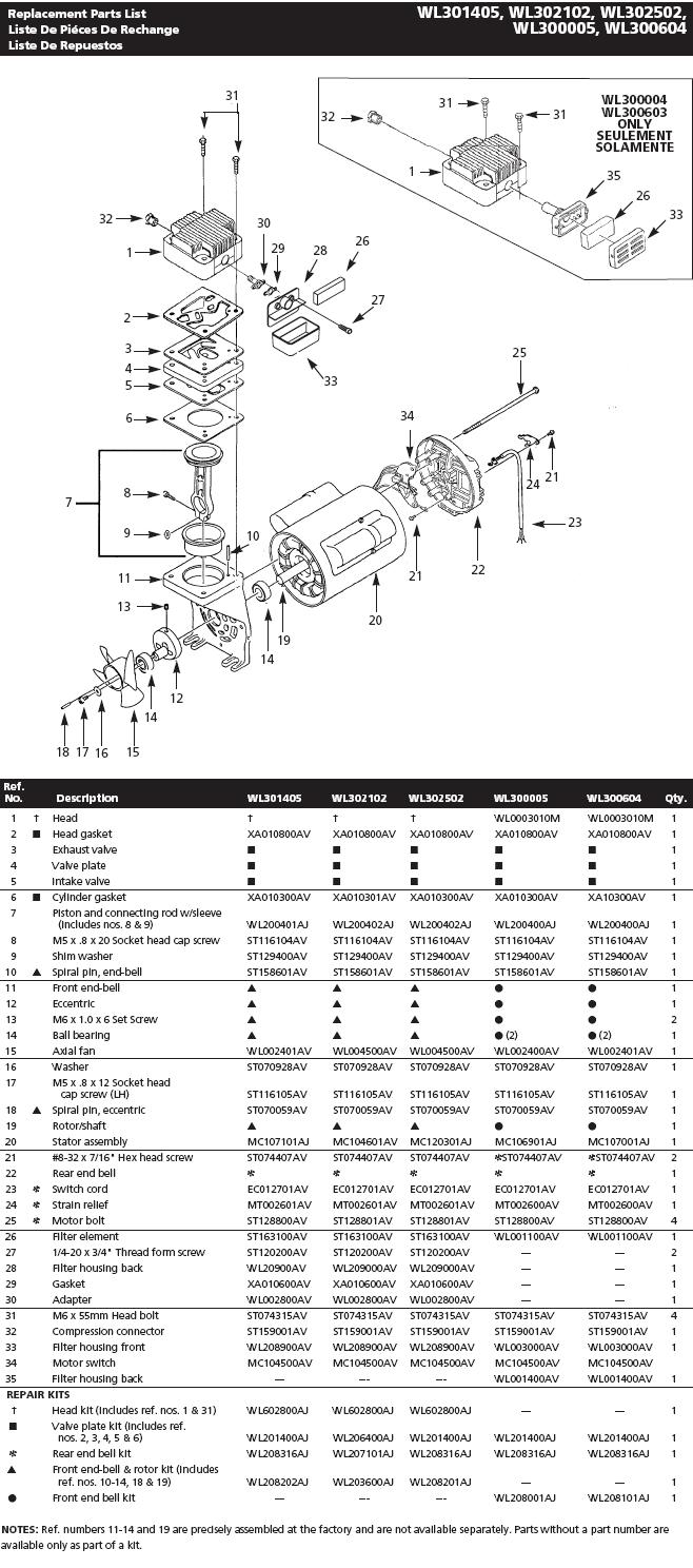 CAMPBELL HAUSFELD AIR COMPRESSOR PUMP PARTS